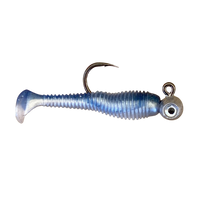 Blue micro paddle tail soft bait rigged