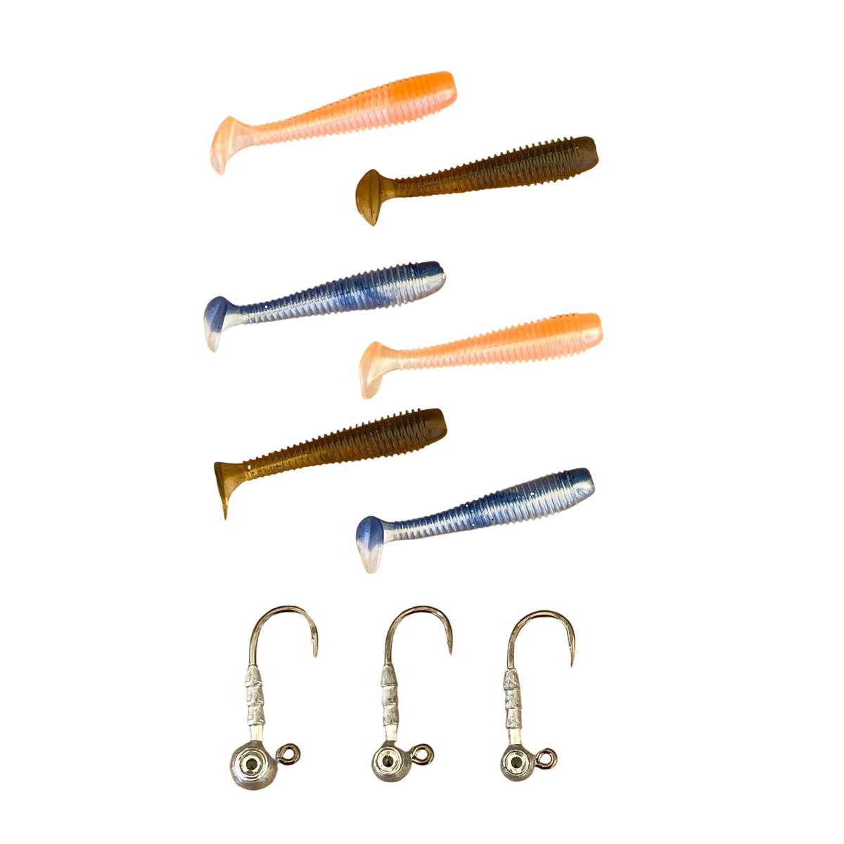 Micro soft baits with paddle tails color options