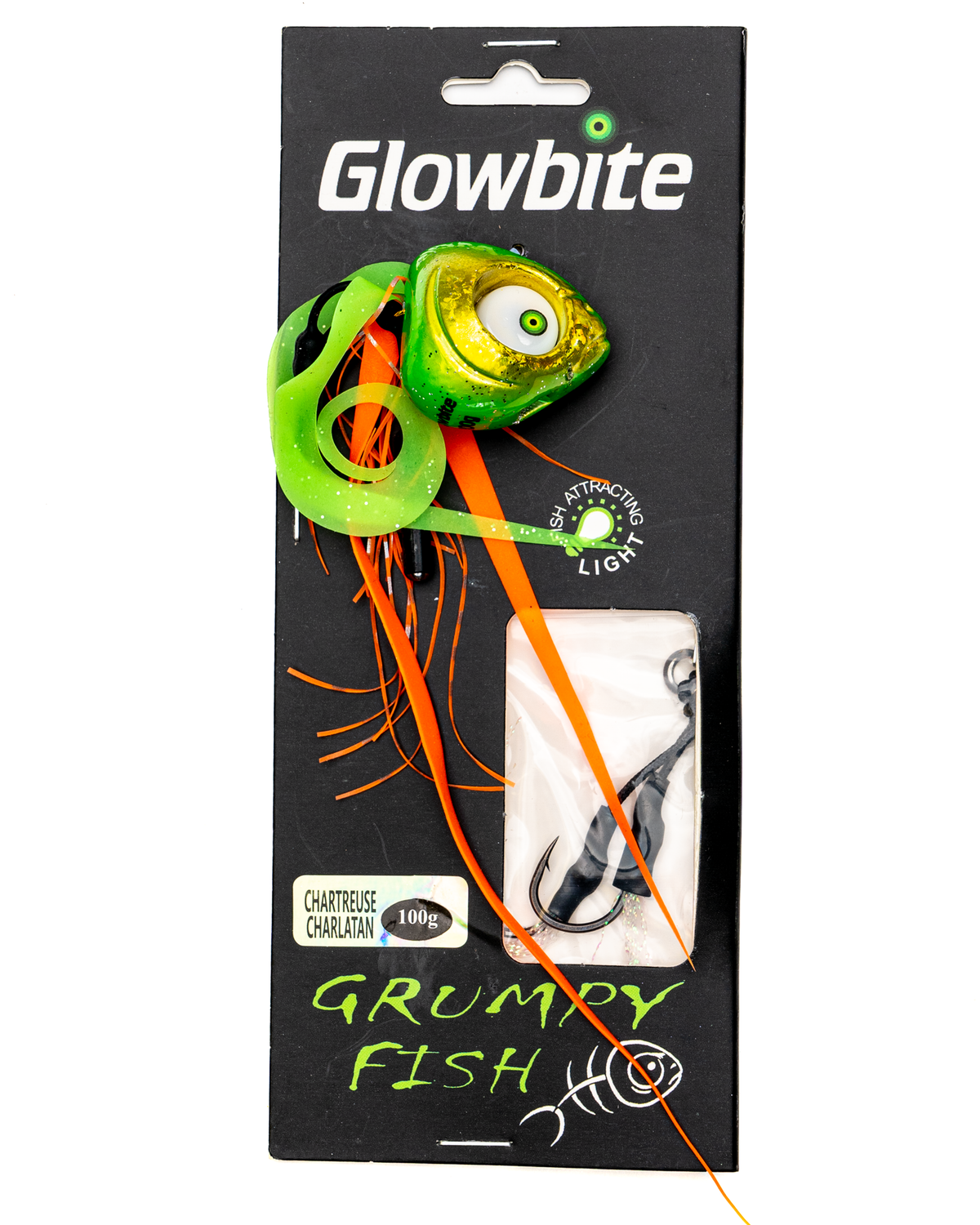 Glowbite Grumpy Fish Slider Lure - Chartreuse Charlatan – Fishing ...